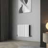 Karlstad 600 x 614mm White Double Horizontal Flat Panel Designer Radiator