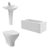 Fresh Curved Modern Bathroom Suite with Back to Wall Toilet and Essential Single Ended Bath - 1500 x 700mm - Front & End Bath Panel Included