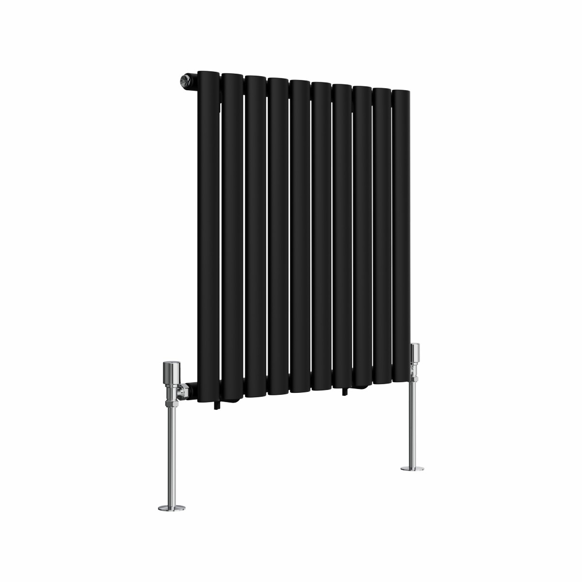 Norden 600 x 591mm Black Single Horizontal Oval Tube Designer Radiator