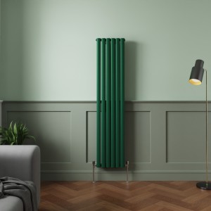 Norden 1600 x 355mm Moss Green Double Oval Column Vertical Designer Radiator