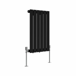 Karlstad 600 x 410mm Black Single Horizontal Flat Panel Designer Radiator