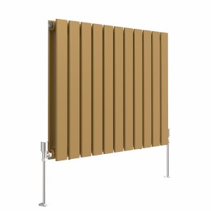 Karlstad 600 x 750mm Metallic Gold Double Flat Panel Horizontal Designer Radiator