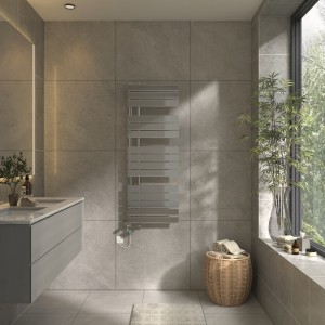 Kristiansund 1380 x 500mm Dual Fuel Chrome Thermostatic Touch Control Electric Heated Towel Rail