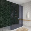 Wasdale 1400mm Black Smoked Walk Through Wet Room Screen with 215mm Hinged Return Screens