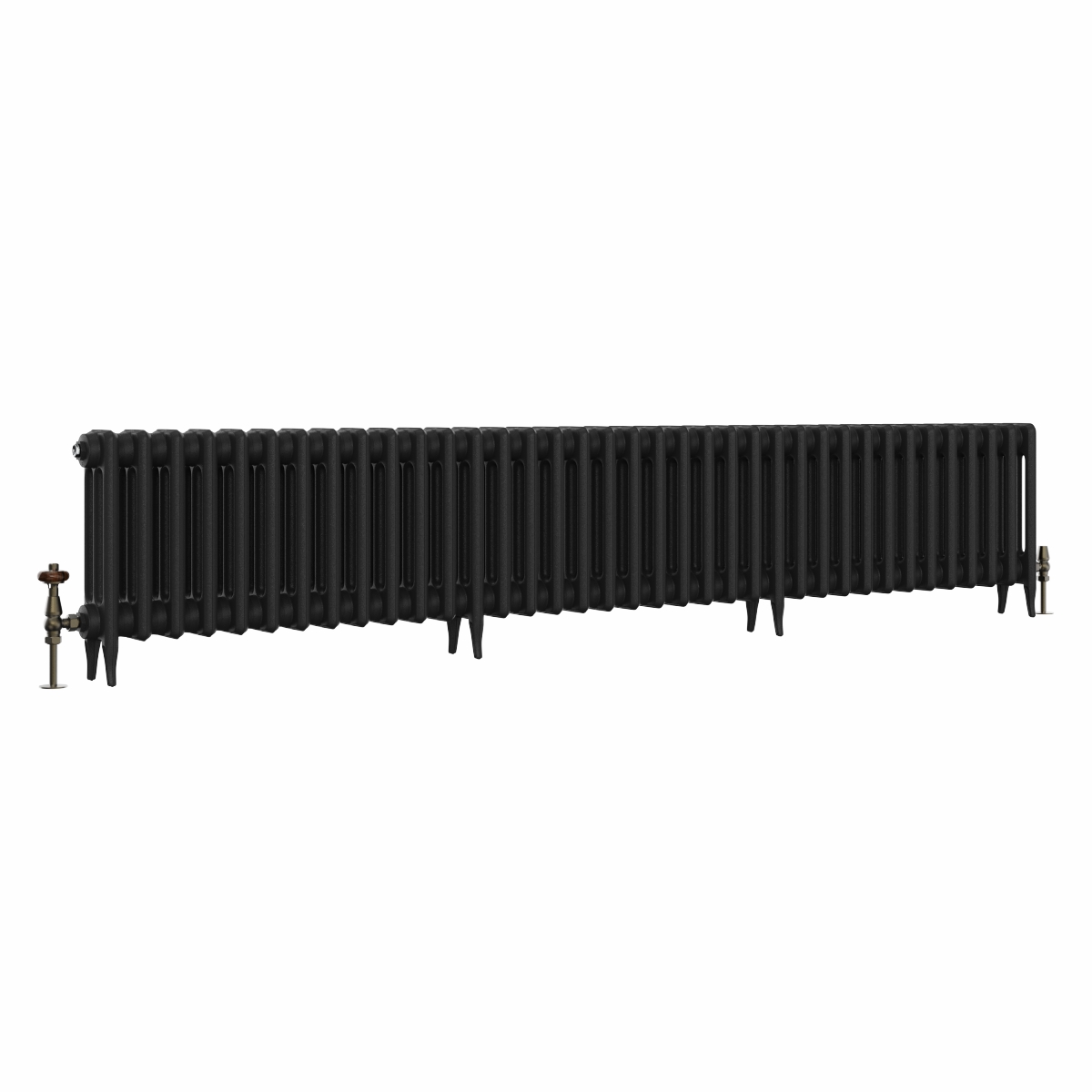 Classic 450 x 2328mm Black Primered Finish Triple Column Cast Iron Radiator - 37 Sections