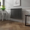 Bern 600 x 830mm Black Silver Double Column Horizontal Traditional Radiator