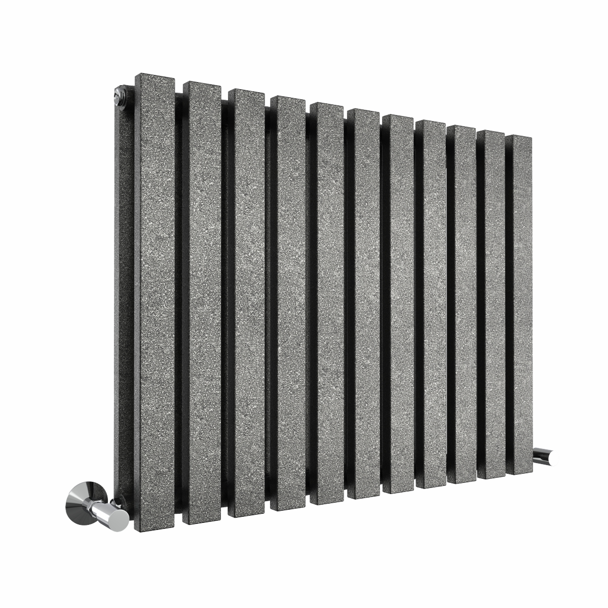 Lulea 600 x 760mm Black Silver Double Horizontal Flat Panel Designer Radiator
