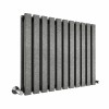 Lulea 600 x 760mm Black Silver Double Flat Panel Horizontal Designer Radiator