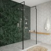 Wasdale 1000mm Black Walk Through Wet Room Screen with 300mm Hinged Return Screens & L- Shape Support Arms