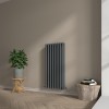 Voss 1200 x 545mm Anthracite Double Vertical Round Tube Designer Radiator
