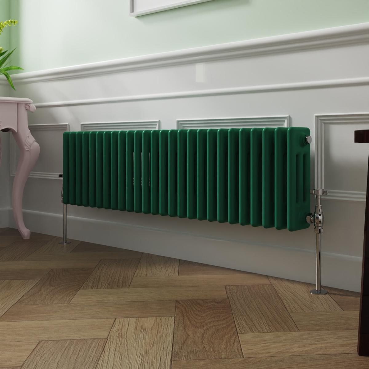 Bern 300 x 1190mm Moss Green Triple Horizontal Column Radiator
