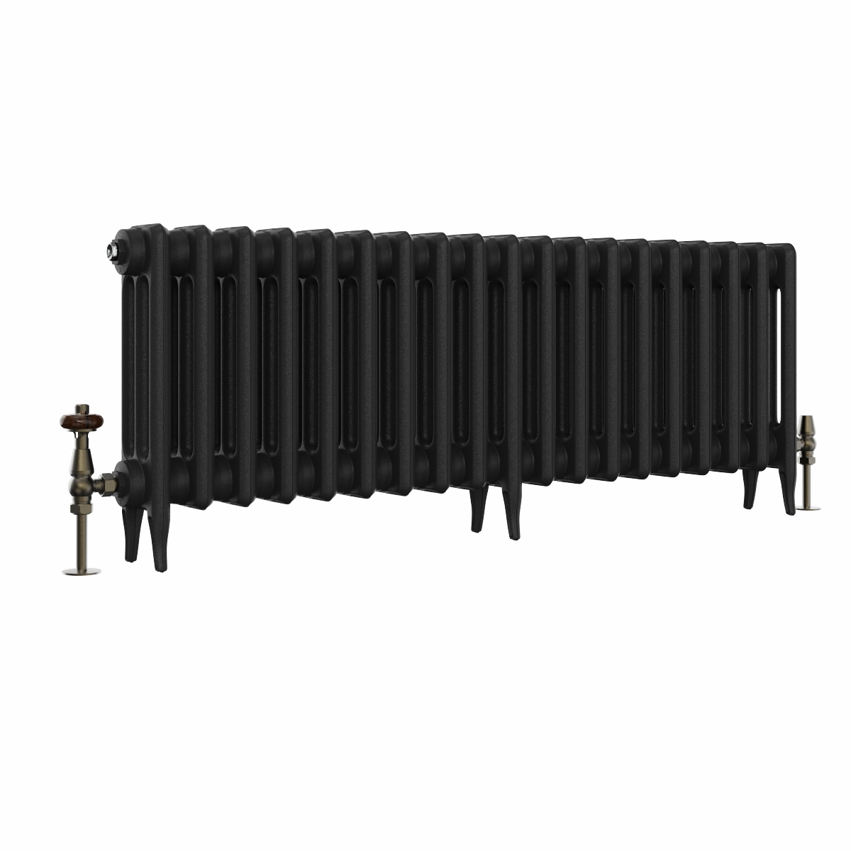 Classic 450 x 1212mm Black Primered Finish Triple Column Cast Iron Radiator - 19 Sections