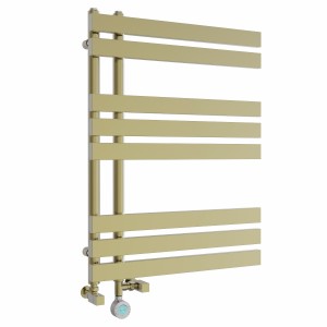 Koli 800 x 600mm Dual Fuel Brushed Brass Thermostatic Touch Control Wifi Electric Heated Towel Rail