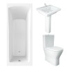 RAK Resort Maxi Closed Back Toilet with 550mm Basin Modern Bathroom Suite and Single Ended Bath - 1700 x 700mm
