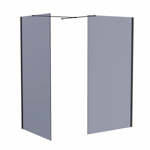 Wasdale 1000mm Wet Room Screen with 700mm Wet Room Screen - Black Smoked