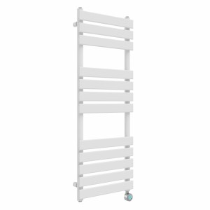 Juva 1200 x 450mm White Flat Panel Thermostatic Touch Control Electric Heated Towel Rail