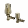 15mm Angled Thermostatic Radiator Valve and Manual Valve - Brushed Brass