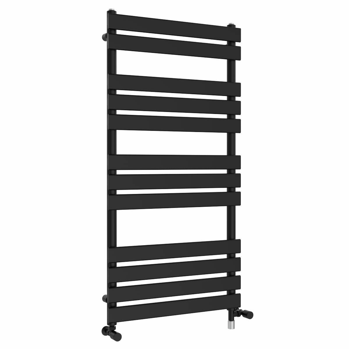 Juva 1200 x 600mm Dual Fuel Satin Black Flat Panel Simple Electric Heated Towel Rail