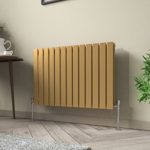 Karlstad 600 x 886mm Metallic Gold Double Flat Panel Horizontal Designer Radiator