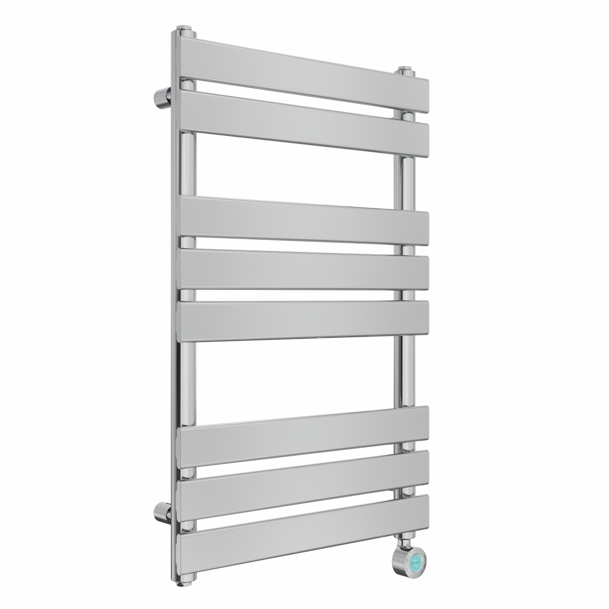 Juva 800 x 500mm Chrome Flat Panel Thermostatic Touch Control Electric Heated Towel Rail