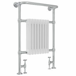 Salzburg Traditional Victorian 952 x 659mm Chrome & White Towel Rail Radiator