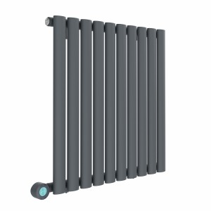 Norden 600 x 591mm Anthracite Horizontal Oval Tube Wifi Electric Radiator - 600W