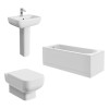 Feel 600 Modern Bathroom Suite with Wall Hung Toilet and Essential Single Ended Bath - 1700 x 700mm - Front & End Bath Panel Included