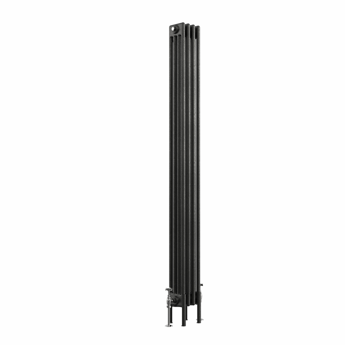 Bern 1800 x 200mm Black Silver Four Column Vertical Traditional Radiator