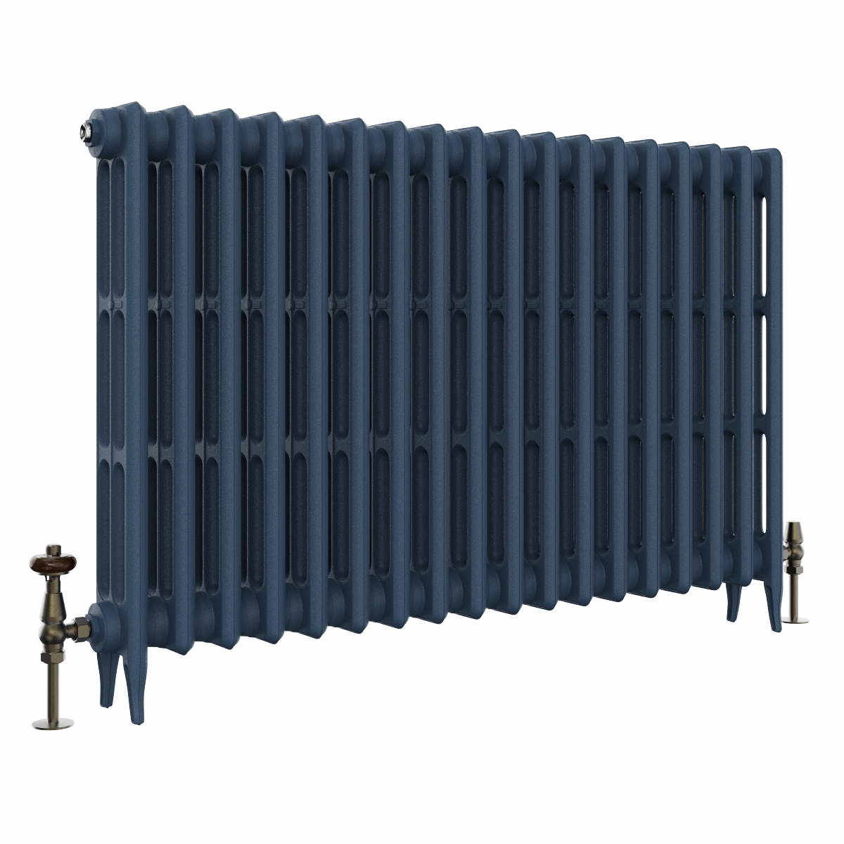 Classic  745 x 1150mm Farrow & Ball Hague Blue Triple Column Cast Iron Radiator - 18 Sections