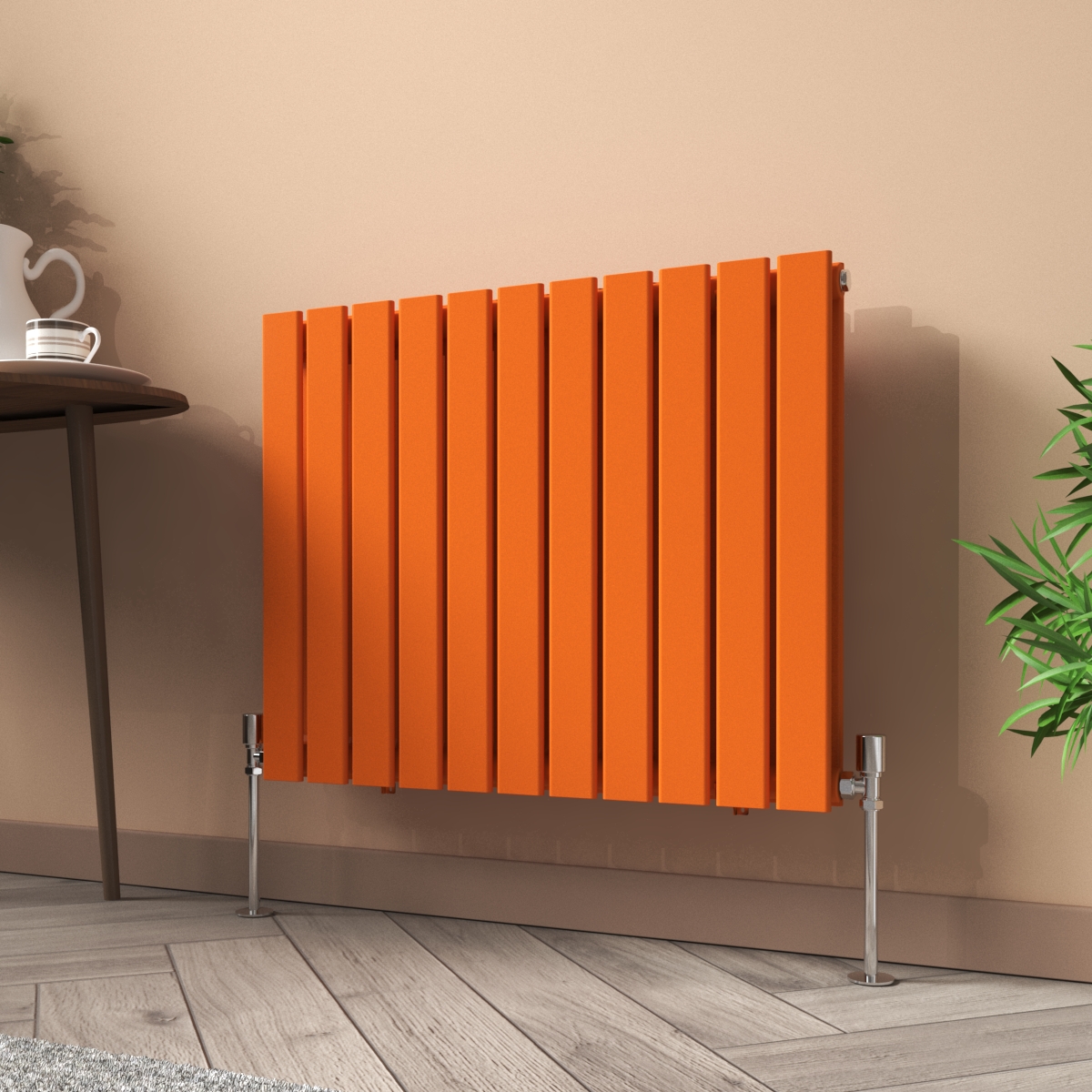 Karlstad 600 x 750mm Bright Orange Double Flat Panel Horizontal Designer Radiator