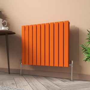 Karlstad 600 x 750mm Bright Orange Double Flat Panel Horizontal Designer Radiator