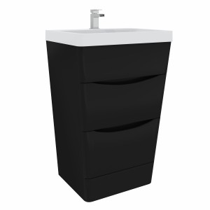 Avon Black Floor Standing Basin Drawer Vanity Unit - 600mm