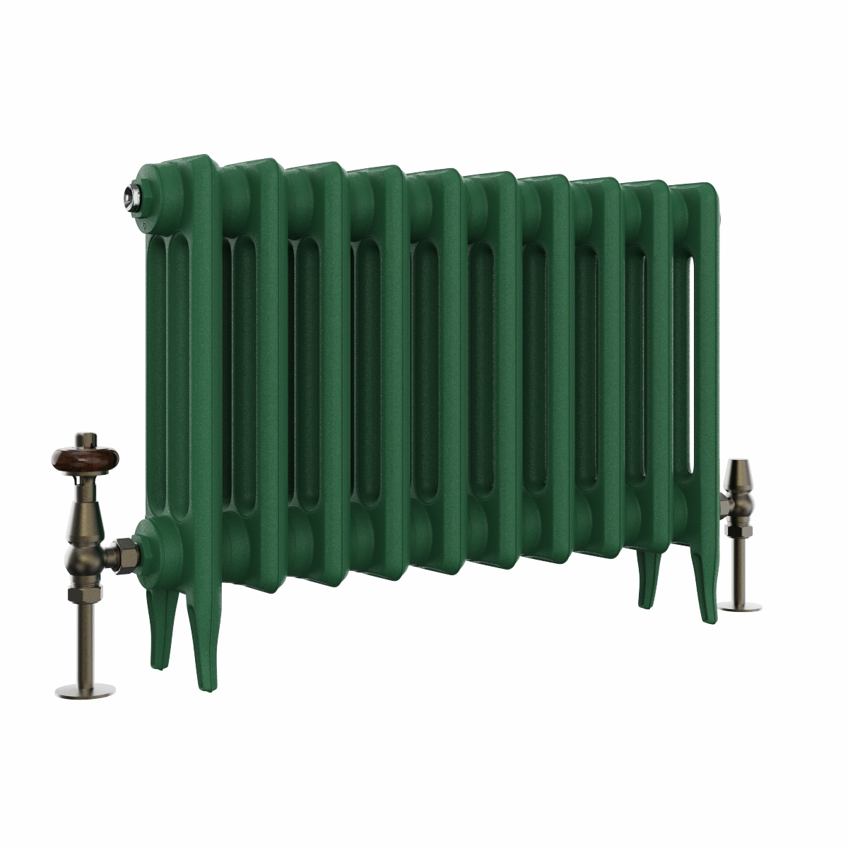 Classic  450 x 654mm  Farrow & Ball Duck Green Triple Column Cast Iron Radiator - 10 Sections