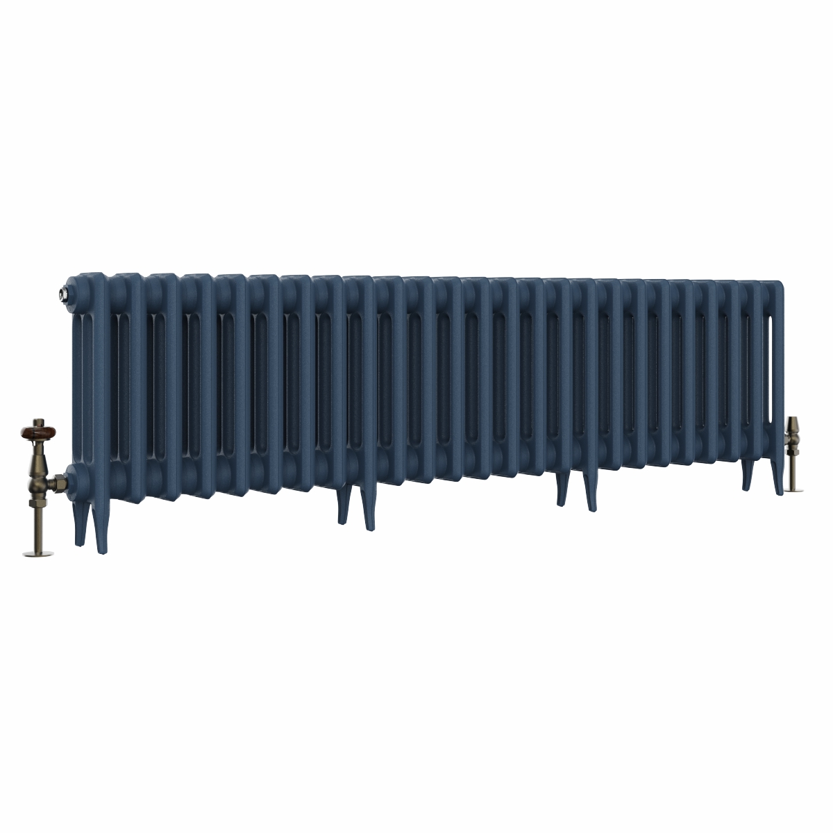 Classic  450 x 1584mm Farrow & Ball Hague Blue Triple Column Cast Iron Radiator - 25 Sections