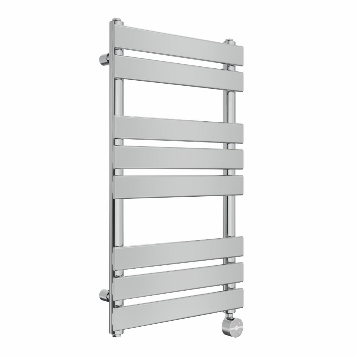 Juva 800 x 450mm Chrome Flat Panel Thermostatic Touch Control Electric Heated Towel Rail