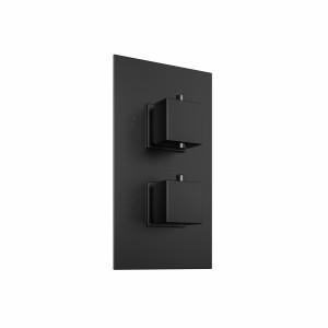 Beauly Twin Square Handle Concealed Valve, 1 Outlet Matt Black