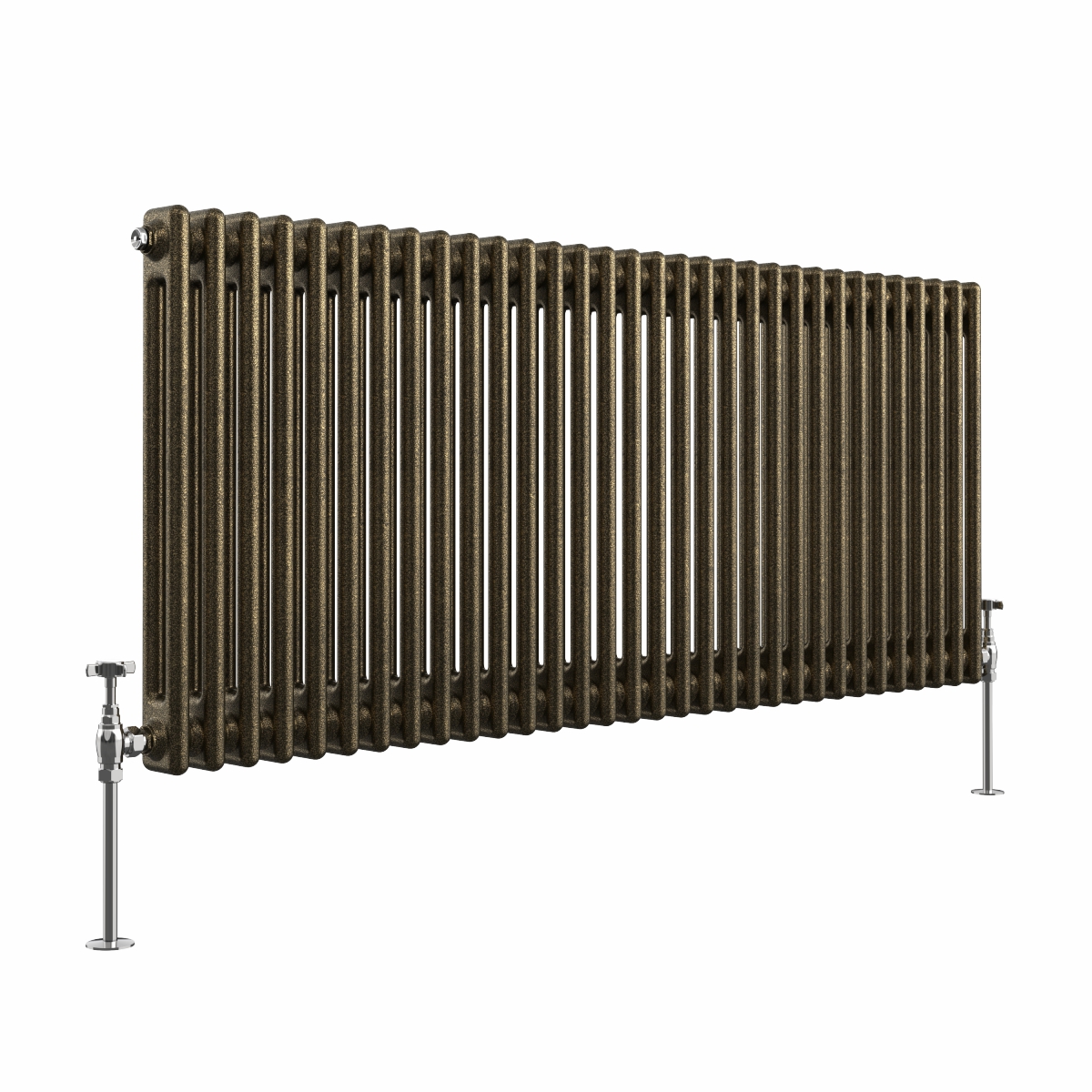 Bern 600 x 1460mm Black Gold Double Column Horizontal Traditional Radiator