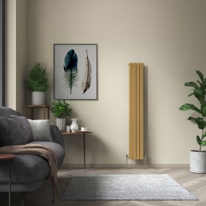 Karlstad 1800 x 274mm Metallic Gold Double Flat Panel Vertical Designer Radiator