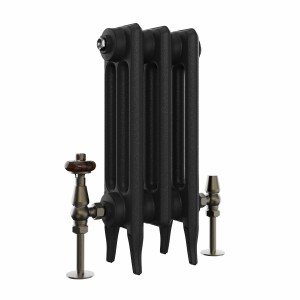 Classic 450 x 220mm Black Primered Finish Triple Column Cast Iron Radiator - 3 Sections