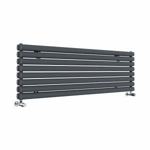 Norden 473 x 1600mm Anthracite Double Horizontal Oval Tube Designer Radiator