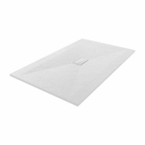 Terra - 1600x1000mm Slate Effect Rectangle Shower Tray White
