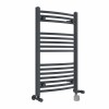 Fjord 800 x 500mm Dual Fuel Curved Anthracite Thermostatic Electric Heated Towel Rail
