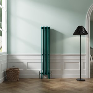 Bern 1500 x 290mm Traditional Blue Green Vertical Four Column Radiator