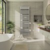 Juva 1800 x 600mm Chrome Flat Panel Thermostatic Touch Control Electric Heated Towel Rail