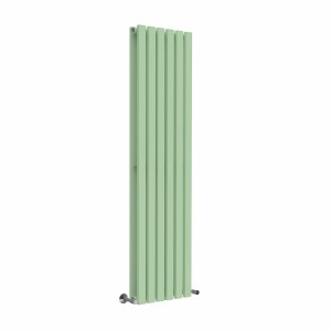Lulea 1600 x 410mm Pastel Green Double Flat Panel Vertical Designer Radiator