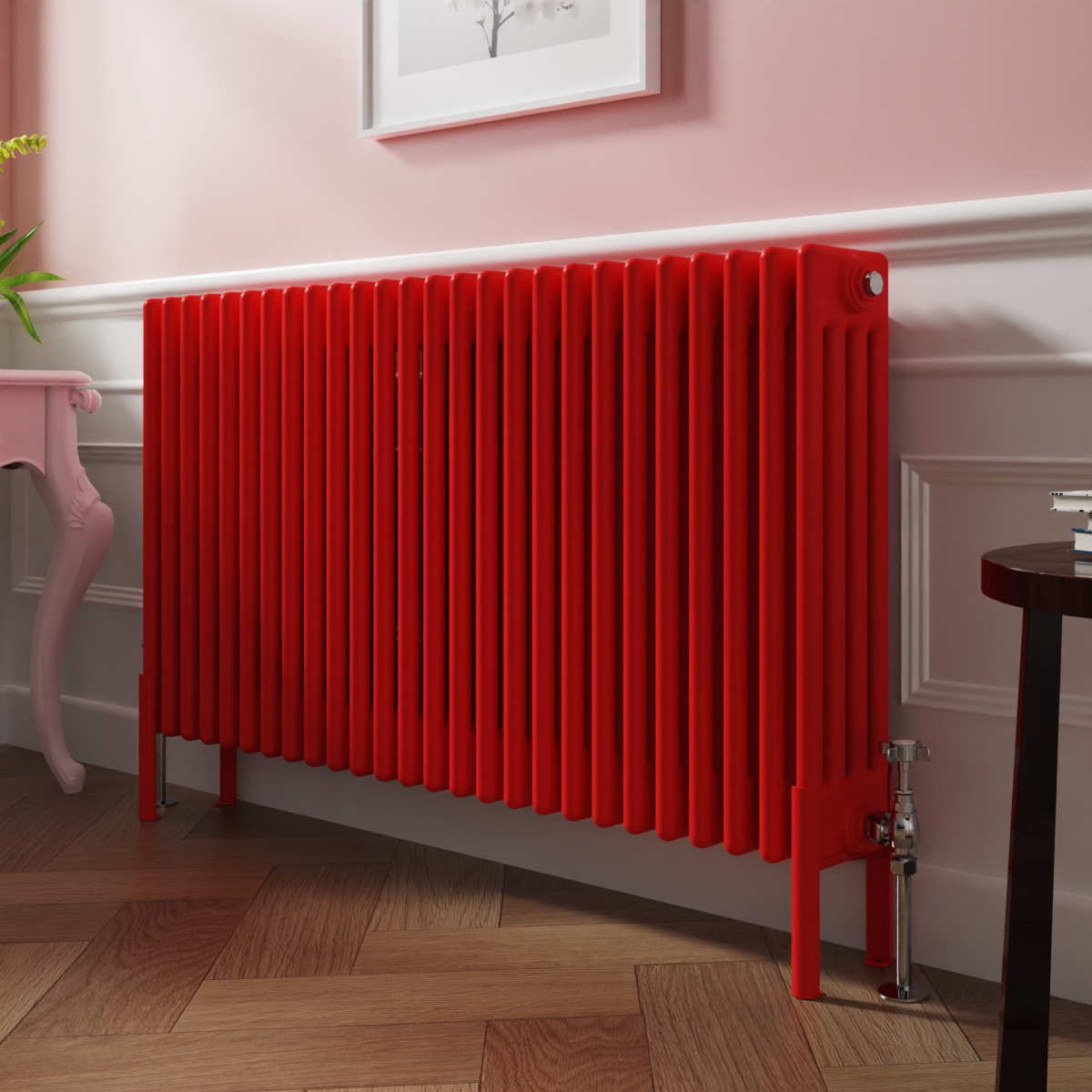 Bern 600 x 1190mm Traditional Signal Red Horizontal Four Column Radiator