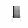 Karlstad 600 x 410mm Black Silver Double Flat Panel Horizontal Designer Radiator