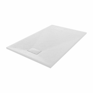 Terra - 1400x900mm Slate Effect Rectangle Shower Tray White