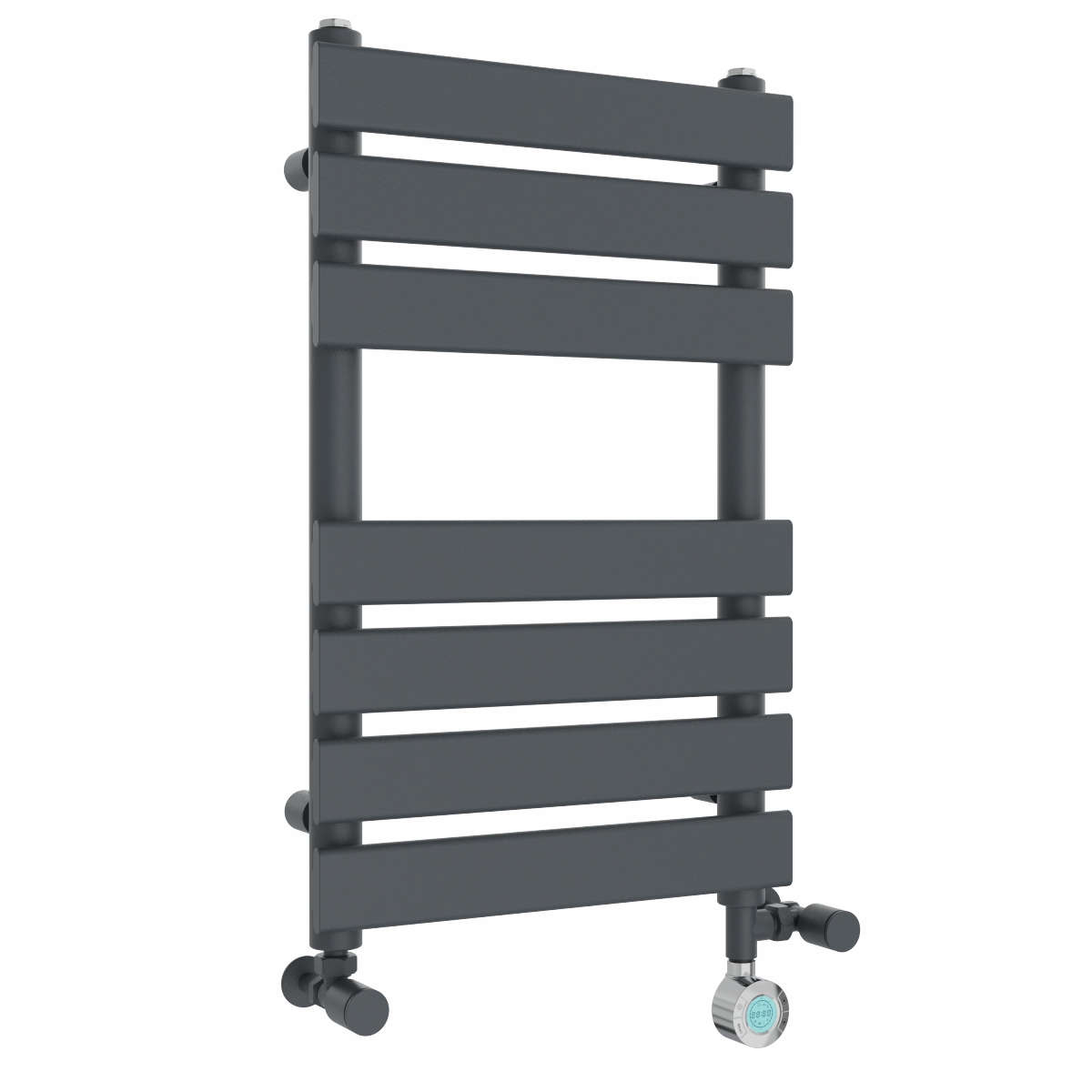 Juva 650 x 400mm Dual Fuel Sand Grey Flat Panel Thermostatic Touch Control Electric Heated Towel Rail
