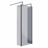 Wasdale 800mm Black Smoked Walk Through Wet Room Screen with 300mm Hinged Return Screen & L- Shape Support Arms 